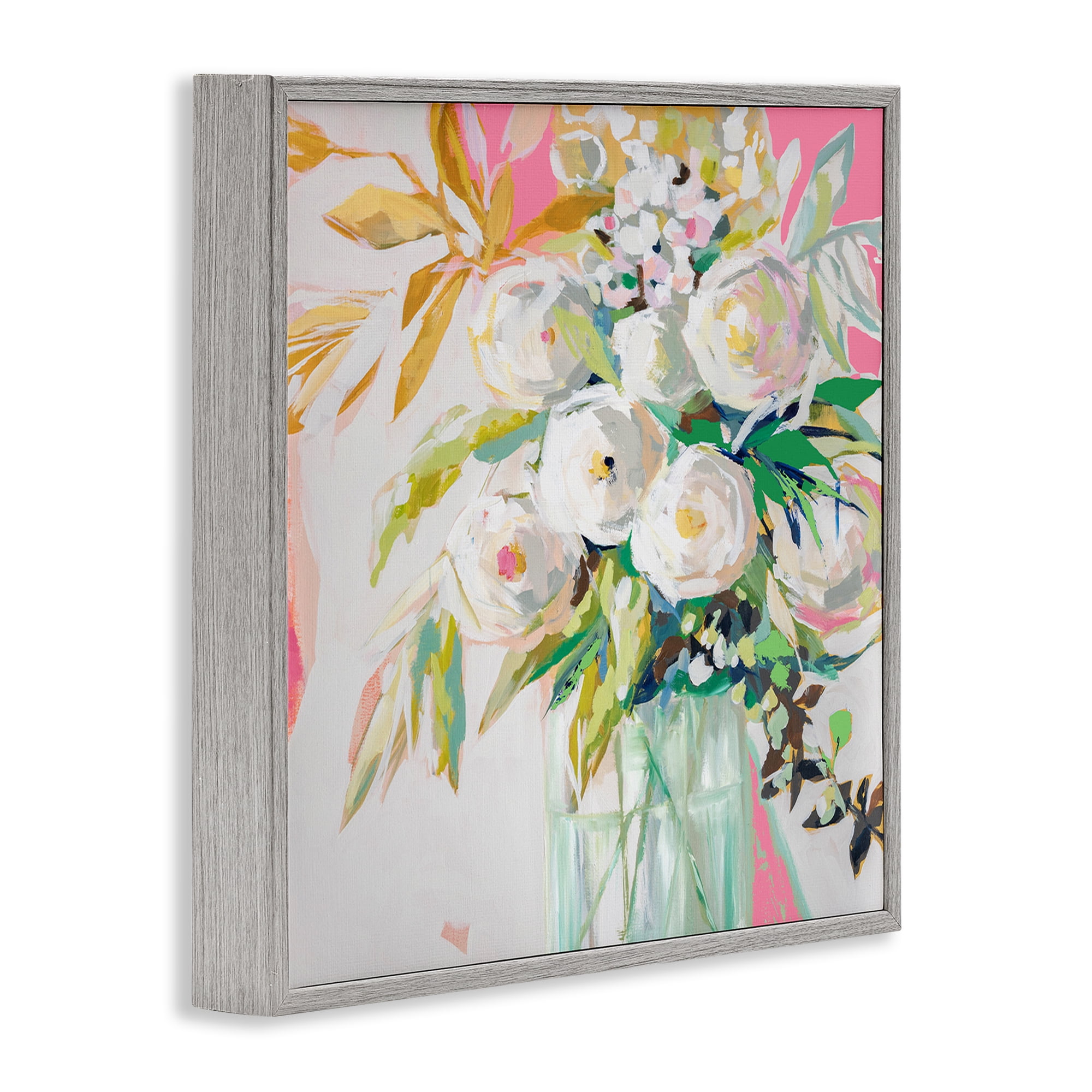 Stupell Industries Springtime Soiree Roses Botanical & Floral Painting Gray Framed Art Print Wall Art, 24 x 24