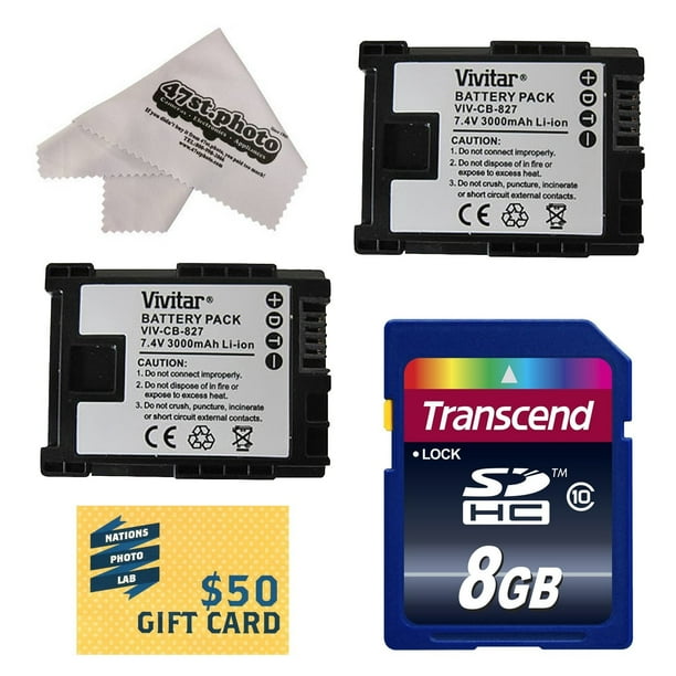 2 BP-827 Replacement Battery for Canon HF S10 S11 S20 S21 ...