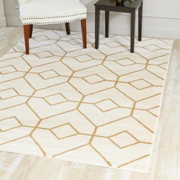 Luxe Weavers Geometric Trellis Area Rug Cream 8x10, Non Shedding Moroccan Rug