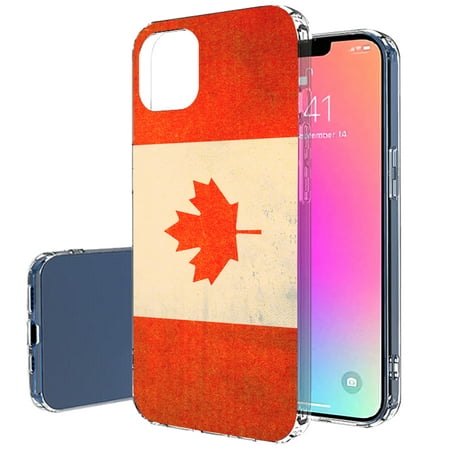 TalkingCase Slim Case for Apple iPhone 13 Mini, Old Flag Canada Print, Lightweight, Soft, USA