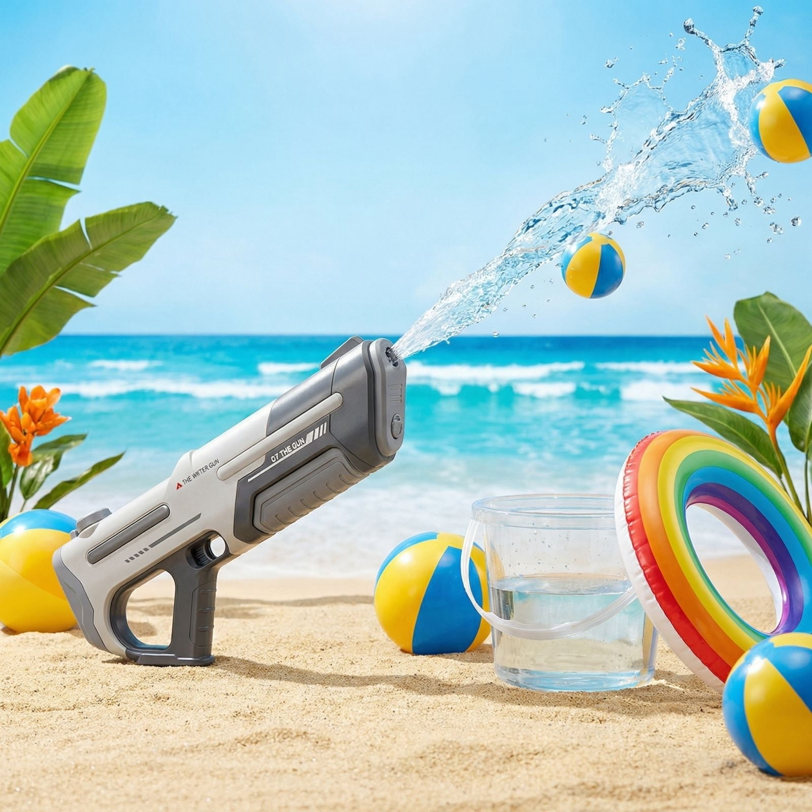 Power Soaker Rapid Fire Electric Water Blaster, High Pressure Automatic Water Soaker, Futuristic Design Summer Outdoor Pool Water Battle Toy