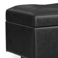 thumbnail image 6 of Simpli Home Shay 48 inch Wide Mid Century Modern Rectangle Mid Century Rectangular Storage Ottoman in Distressed Black Vegan Faux Leather, 6 of 13
