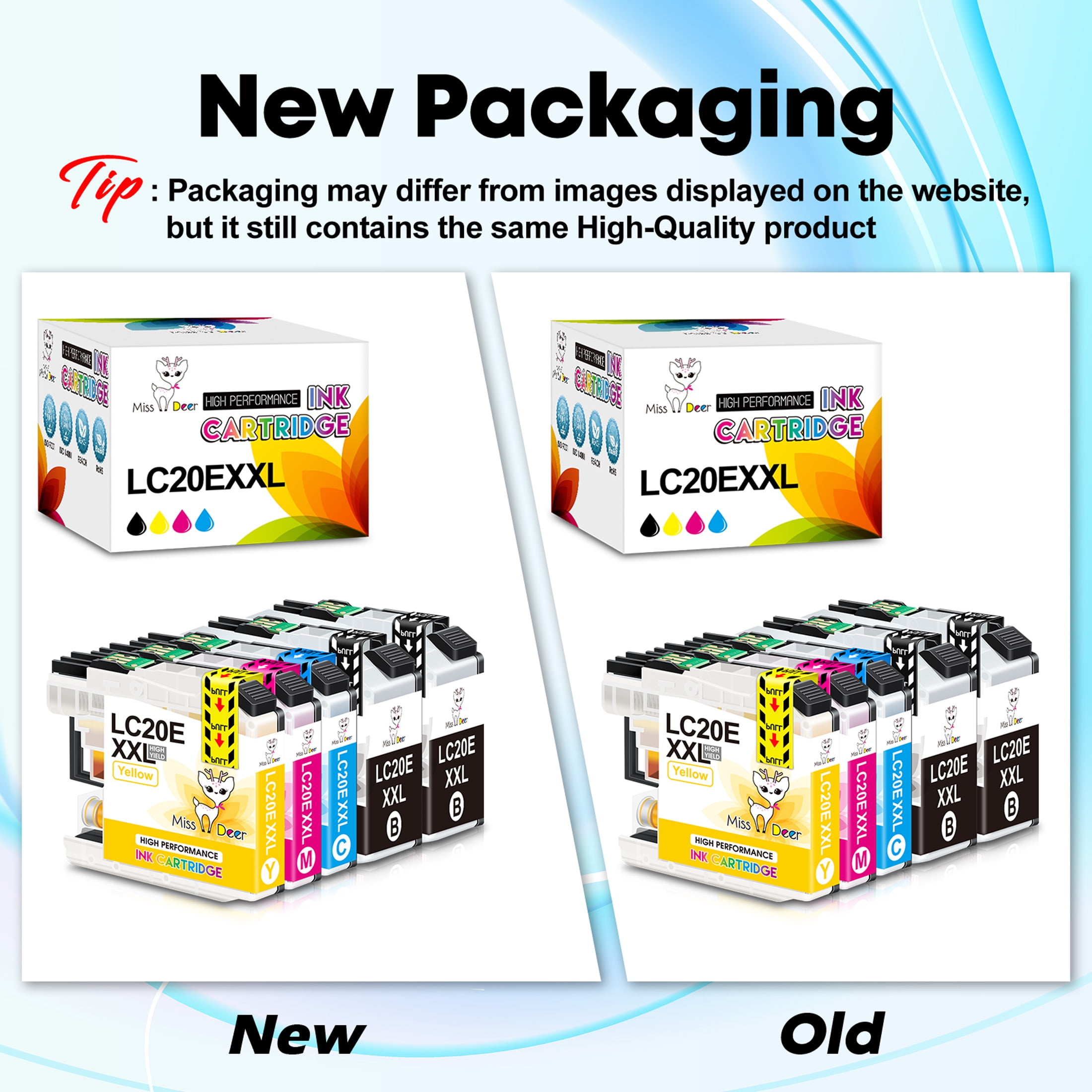 Miss Deer LC20E XXL High Yield Ink Cartridges Compatible for Brother LC20E Ink Cartridges for MFC-J985DW MFC-J775DW Printer