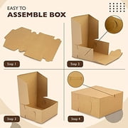 Fit Meal Prep 25 Pack Kraft Bakery Boxes, 9 x 9 x 3 Inches Brown Pastry Boxes, Cardboard Treat Boxes Pie Boxes Cookie Boxes Dessert Boxes for Cupcakes, Chocolates, Donuts, Macarons