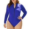 thumbnail image 4 of XIAONU Women's Zip Front Rash Guard Swimwear Slim Fit Long Sleeve Neck One Piece Swimsuit Quick Dry Sporty Beach Swimsuits, 4 of 9