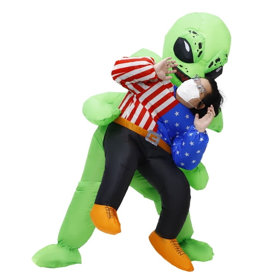 Inflatable Alien Costume Mascot Green Halloween Adult Fancy Dress, Alien Dress Up Costumes