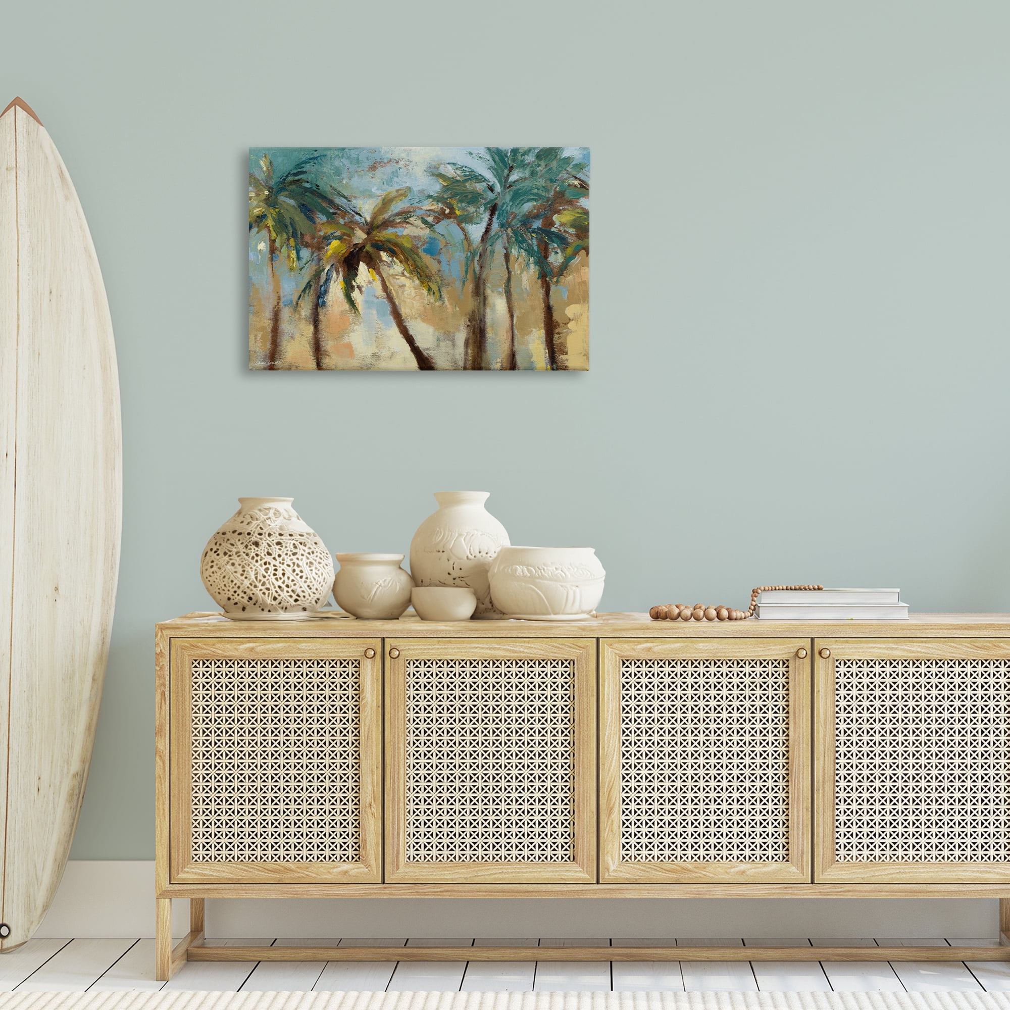Stupell Industries Abstract Brushed Palms Botanical & Floral Painting Gallery Wrapped Canvas Art Print Wall Art, 30 x 20