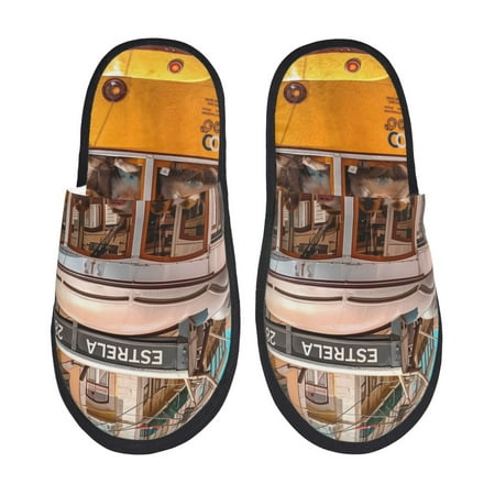Balery Modern Urban Monkey Slient Indoor Furry Fleece Comfort House Shoes Soft Non-Slip Home Shoes Cotton slippers House Slippers-- Large