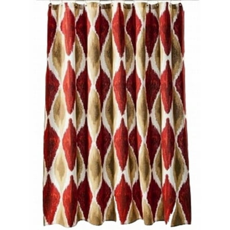 red gold ikat fabric shower curtain