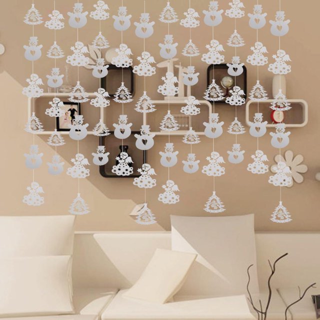 de 6 guirnaldas colgantes de Navidad con recortes de papel, decoración navideña para tejado Macarena La Navidad DIY que cuelga la bandera