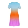 thumbnail image 5 of LOVZFMLL Robe T-Shirt d'Été Décontractée à Manches Courtes pour Femme, Mini-Robe à Étages avec Poches, Vert Menthe, P, 5 of 5