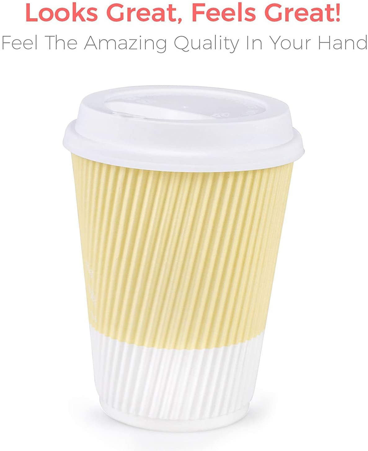 Premium Disposable Coffee Cups With Lids - (90) Durable 12 oz To Go Coffee  Cups With Tight Resealable Lids Prevent Leaks! Sturdy, Insulated For Hot  Beverages. Will Not Bend With Heat Or