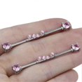 thumbnail image 5 of Pink Industrial Piercing Earrings Titanium Steel Barbell for Women 6Pcs Jewelry, 5 of 5