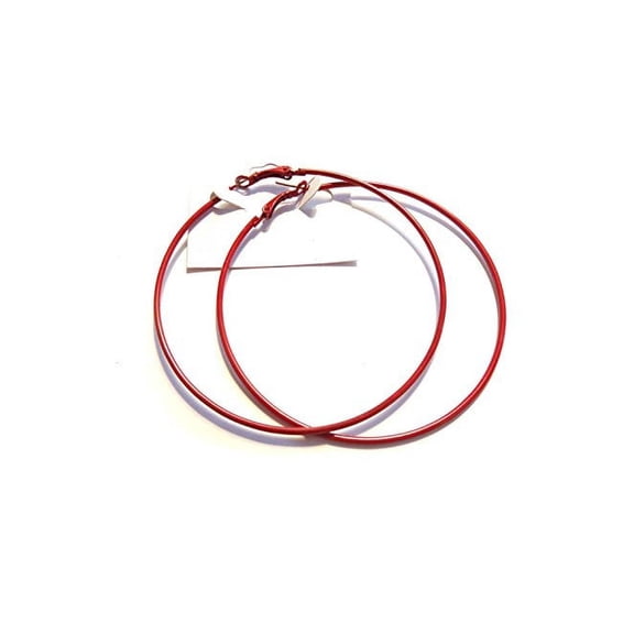 Red Hoop Earrings Classic Thin 3 inch Hoop Earrings