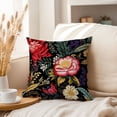 thumbnail image 3 of Ethan Taylor Floral Throw Pillow Soft Cushion Cover 'William Morris Flowers IV Flowers Classic Cottage and Cottagecore' Pattern Decorative Square Accent Pillow Case, 18x18 Inches, Red, Green, 3 of 5