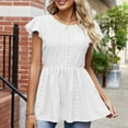 thumbnail image 3 of Kovlvoll Summer Tops for Women Crew Neck Ruffle Short Sleeve Fashion Backless Shirts Summer Eyelet Blouses, 3 of 6