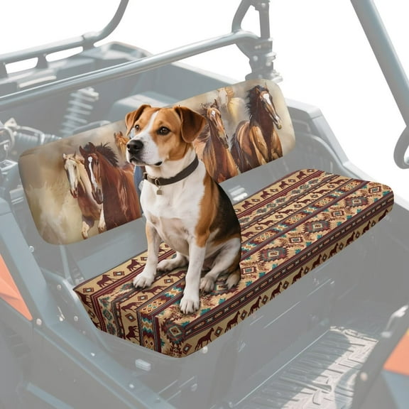 Uorisanigo UTV Seat Cover Anti-Scratch Aztec African Tribal Horse Mule Seat Cover Protector with Elastic Band Dustproof Anti UV Windproof All Weather Compatible with Kawasaki Mule 3000 3010 3020