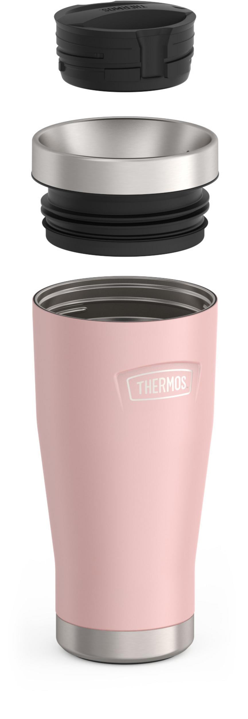 Sursip 24 Oz Insulated Tumbler With Handle & Straw - Double Wall Stainless Steel, 2 Lids (Pink)