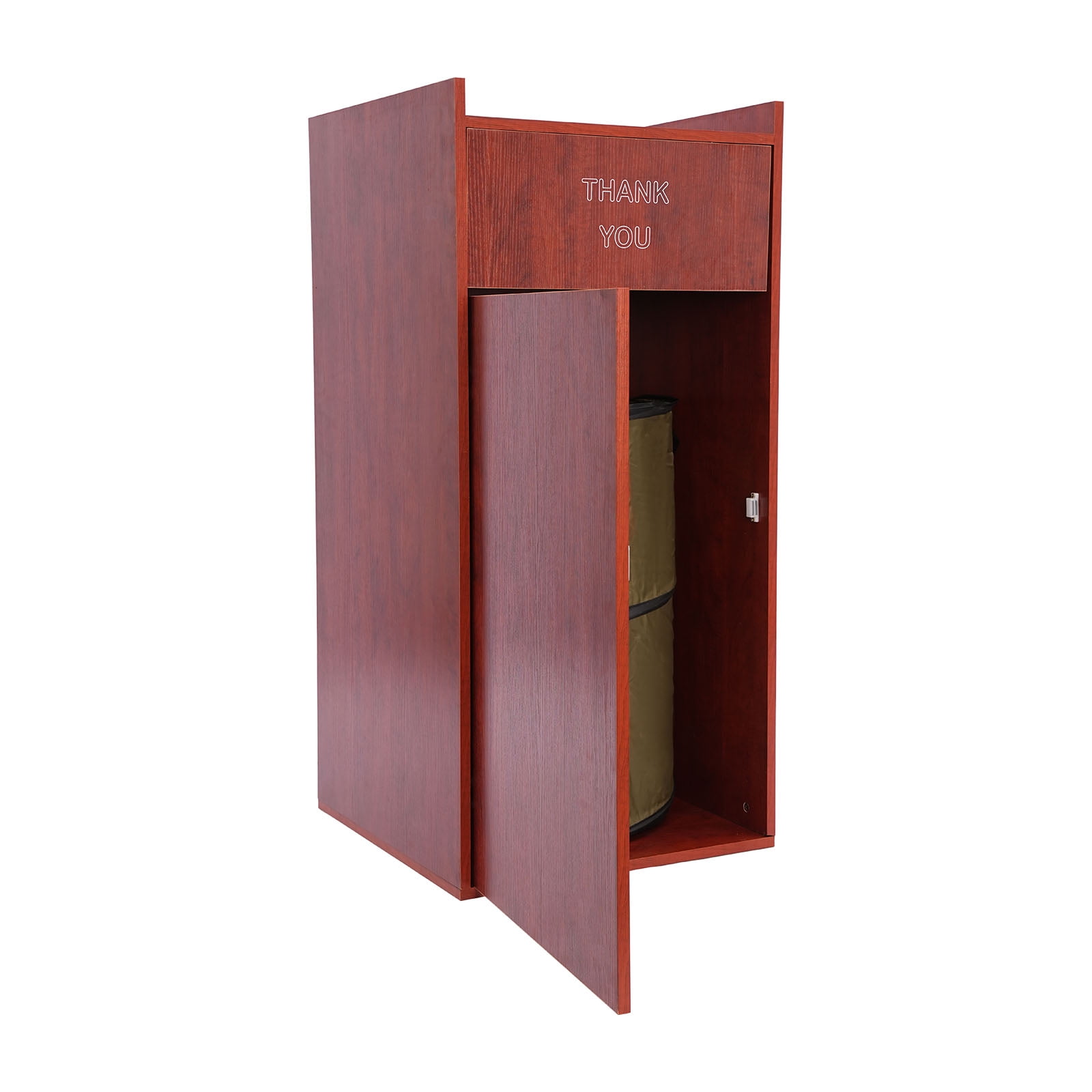 Wooden Trash Can with Tray Top, 30 Gallon Garbage Receptacle Cabinet, Commercial Grade Rubbish Bin for Office Cafeteria Restaurant (Brown)