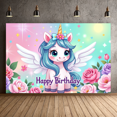 thumbnail image 6 of LUUFILx Adorable Unicorn Themed Happy Birthday Banner Background Decorations, 6 of 7