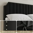 thumbnail image 3 of California  Bed Frame with 50.2" Tall Headboard, Velvet Upholstered Platform Bed with Vertical Channel Tufted Headboard & Footboard, Nailhead Trim And No Box Spring Needed, 3 of 8
