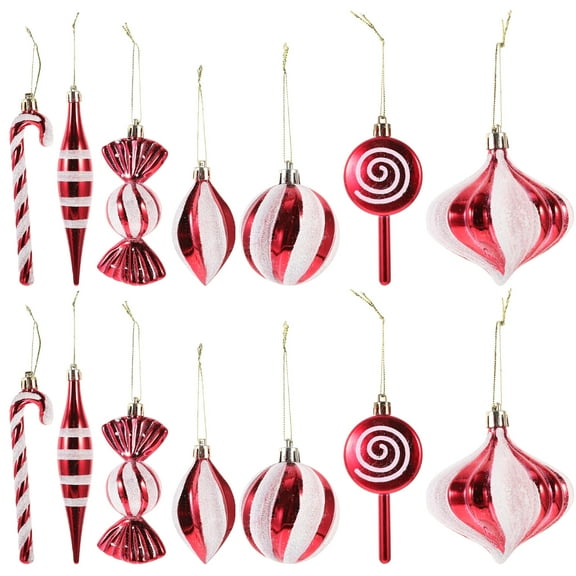 Gymnture 14pcs Xmas Tree Ornaments Spiral Candy Cane Bauble Balls Pendant Decor