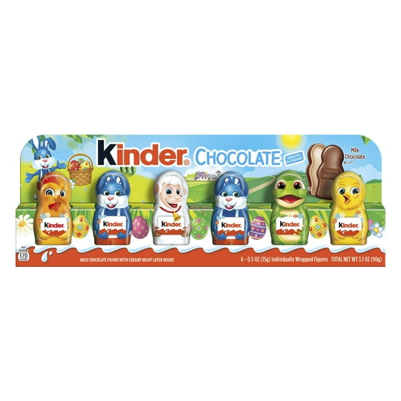 Kinder Chocolate Figures, Easter Milk Chocolate Candy, Great Easter Basket Stuffers, 6 Ct