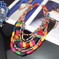 thumbnail image 5 of Conjunto de collar para mujer, colgante de madera colorido con borlas étnicas africanas bohemias para festivales, 5 of 5