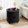 thumbnail image 3 of Wirrytor Side Table with Charging Station, The Table Behind the Sofa with Storage Space and Sliding Door, Bedside Table Accent Cabinet for Living Room, Bedroom, Entryway (Black), 3 of 9