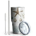 thumbnail image 2 of 30oz Coastal Coral Starfish Tumblers Stainless Steel Tumbler with Lid and Straw,Vacuum Insulated Double Wall Travel Tumbler Cups Mug with Cleaning Brush for Coffee,Tea, 2 of 7