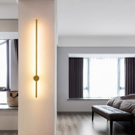 

Litfad Linear Wall Light Aluminum Sconce Light Fixtures for Bedroom - Gold 31.5 1-Light