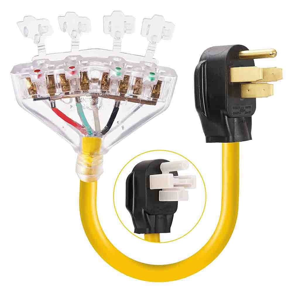 1 Pcs 50 Amp to 110 Adapter Cord 14-50P RV/Genator Plug to 4 Pcs 5-15/20R  20 Amp 