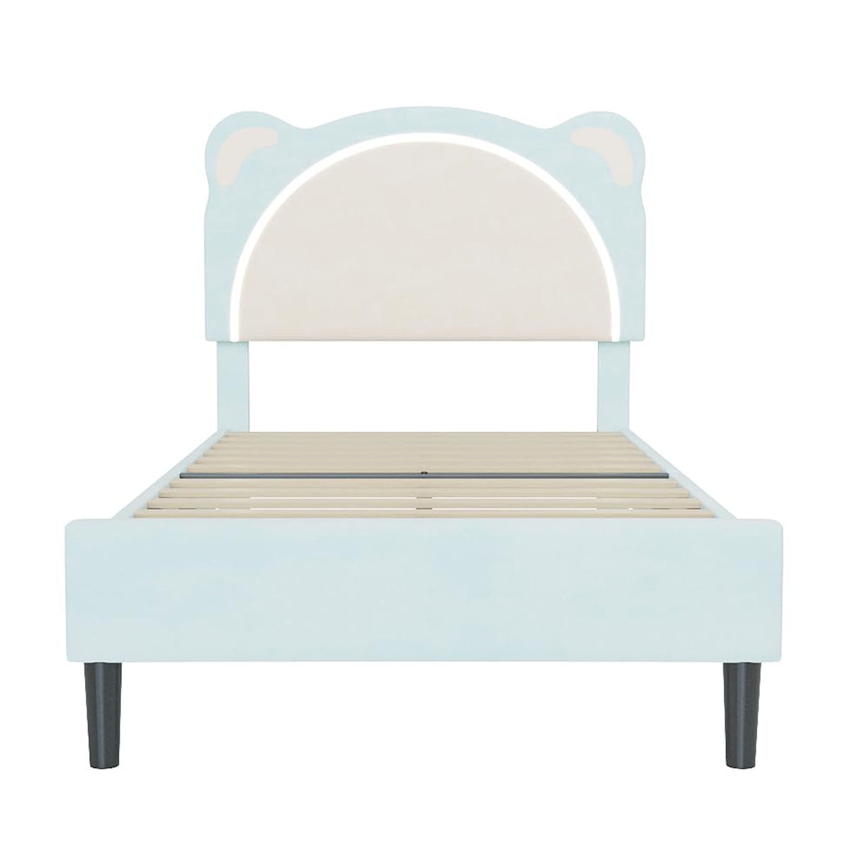 Danolapsi Twin Size Bed Frame, Upholstered Platform Bed Frame with Adjustable Headboard & Led Light, Wooden Slats Support, No Box Spring Needed