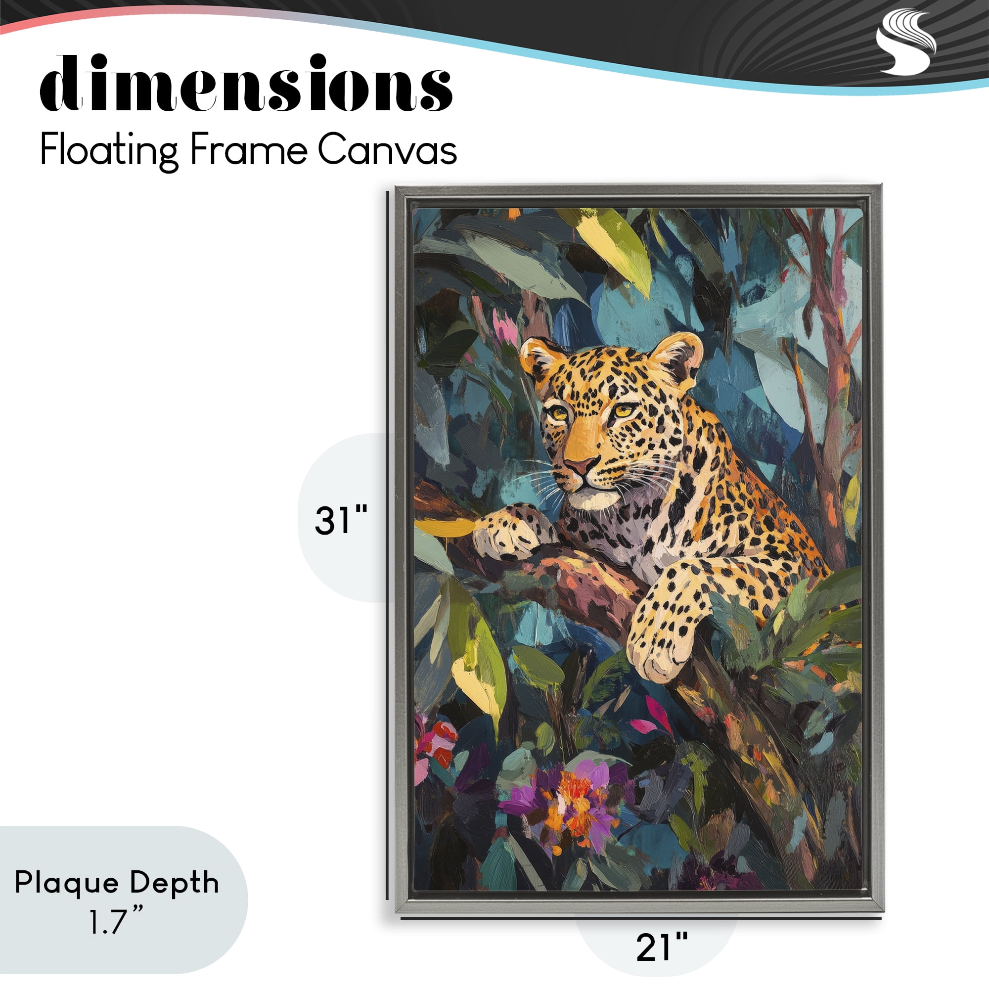 Stupell Industries One The Wild Side Leopard Gray Framed Floater Canvas Wall Art, design by Petal Prints Design
