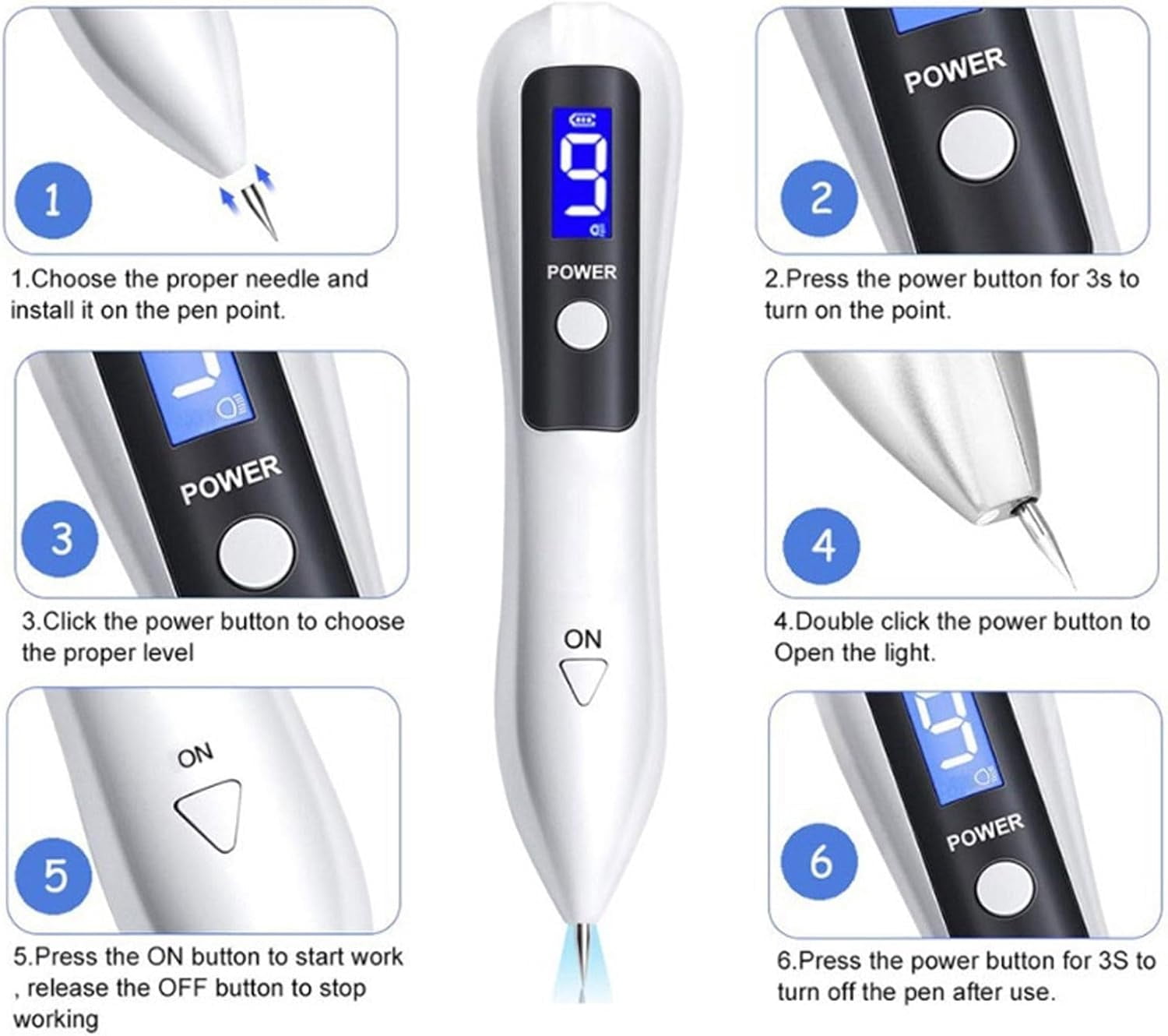 Nuzzy Pen for Skin, Advanced Beauty Pen, Portable and Rechargeable Tools to Use at Home (White)