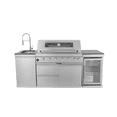 thumbnail image 5 of 44-Inch 6-Burner 85000 BTU Deluxe Stainless Steel LP Gas Outdoor Kitchen Bar Barbecue Island Grill  + Wine Cooler Compact Refrigerator + Rotisserie + Granite Countertops + Storage Cabinets & Drawers, 5 of 12