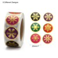 thumbnail image 2 of 1roll Christmas Roll Stickers 6 Different Designs Decorative Sealing Stickers for Christmas Party Favors Holiday Decorations Snowflake Pattern 25mm about 500pcs/roll, 2 of 5