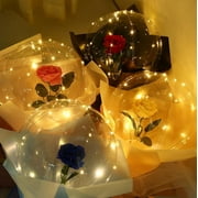 LED  Balloon Rose Bouquet Light up Bobo Balloon with Rose DIY set 22 inch Glow Bubble Balloons with String Lights ,4 Pack