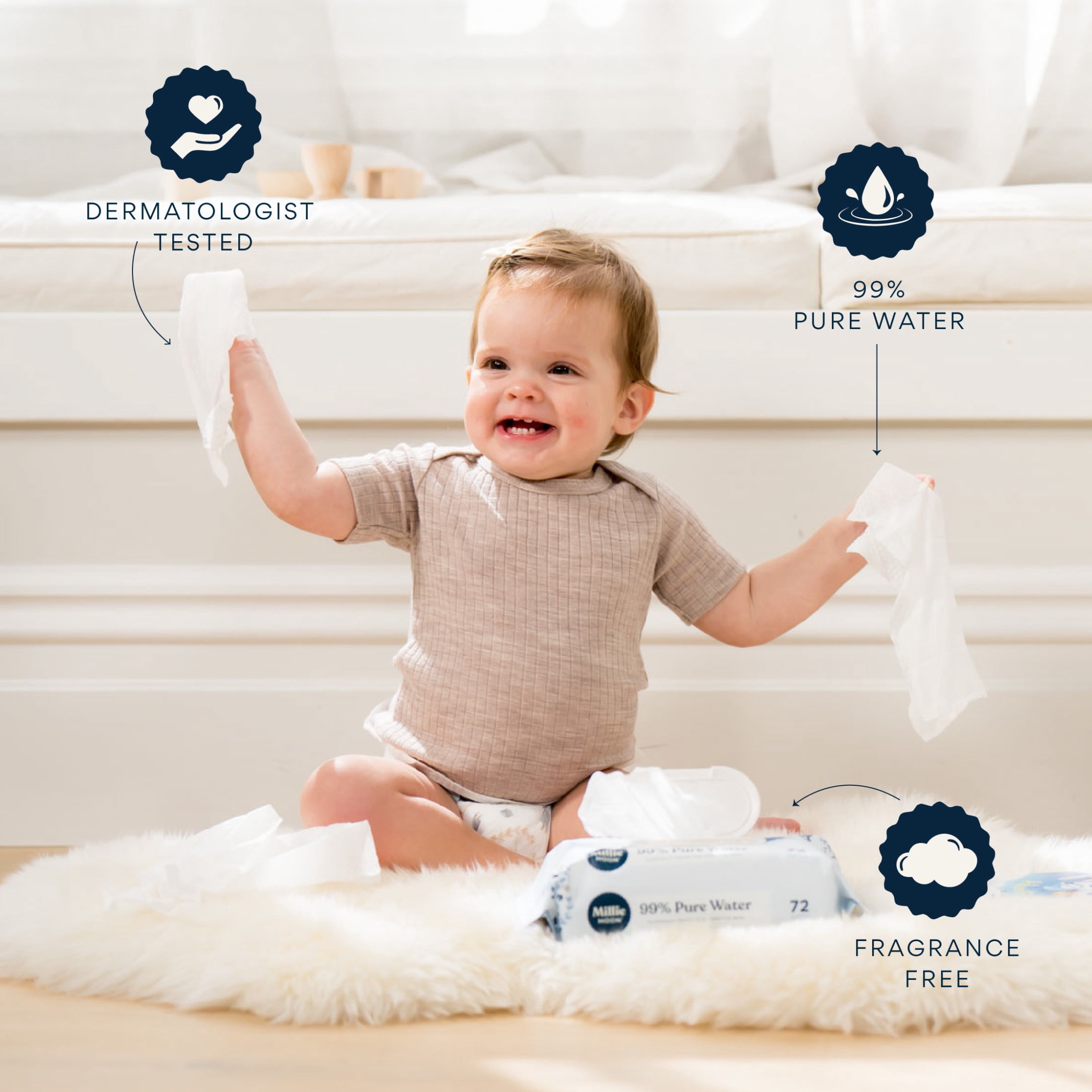 Millie Moon 99% Pure Water Baby Wipes, 576 Count (Select for More Options)