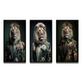 thumbnail image 2 of Designart "Fashion Lion with Flower Suit Glamorous II" Animals Lion Framed Wall Art Set Of 3 - Brown Lion Frame Canvas Set For Living Room Decor, 2 of 6