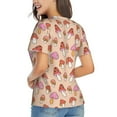 thumbnail image 3 of Xecao 70s Mushroom for Women's V-Neck T-Shirts-Elegant Half-Sleeve Tops Perfect for Summer-Large, 3 of 5