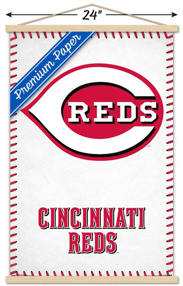 MLB Cincinnati Reds - Logo 17 Wall Poster with Wooden Magnetic Frame, 22.375" x 34"