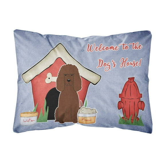 Carolines Treasures BB2817PW1216 Dog House Collection Irish Water Spaniel Canvas Fabric Decorative Pillow 12H x16W
