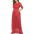 thumbnail image 2 of Eternatastic Womens Floral Lace 2/3 Sleeves Maxi Dress Evening Party Long Dress 4XL Coral, 2 of 6