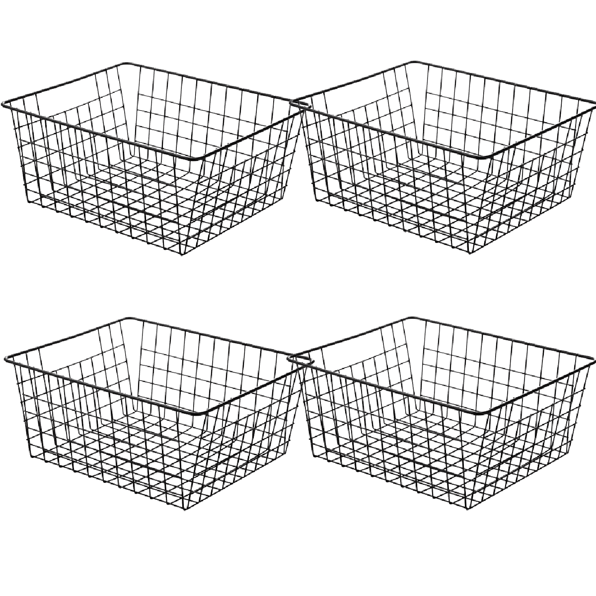 TRIANU Upright Freezer Storage Baskets, 2 Pack Black Coated Wire Storage  Bins Metal Bakset for Freezer, Pantry, Bathroom Organizing, 11.7*9.84*6.3  inch 