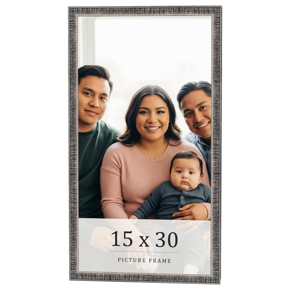 15x30 Frame Silver Grey Distressed Solid Wood Picture Frame | 0.75 Inch Moulding Width | Interior