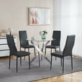 thumbnail image 4 of 36 Inch Round Glass Dining Table, Modern Chrome Leg Glass Top Table for 4, Tempered Glass & Metal Base, Small Space Kitchen & Breakfast Nook Table, 4 of 9