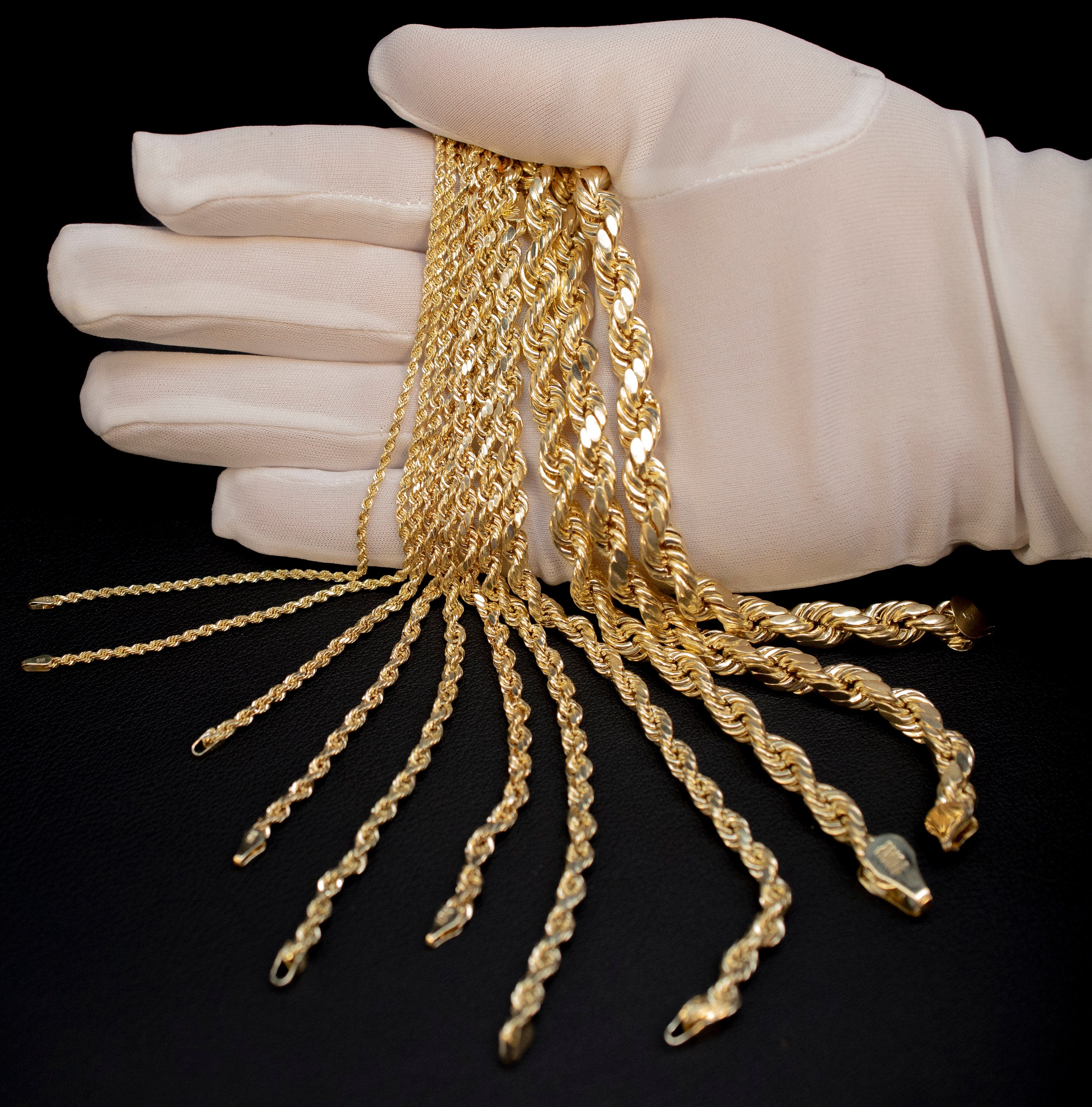 10K Gold Rope Chain Gold Rope Chain  Bracelet 3mm, 3.6mm, 4mm, 4.5mm, 5mm, 6mm 10K Gold Rope Bracelet, 10K Gold Chain,  Men, Women (Bracelet width:5; Bracelet length:8.5;)