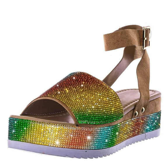 OAVQHLG3B Sandals for Women Clearance Fashion Women Ankle Strap Summer Slide Sandals Platforms Wedges Shose