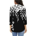 thumbnail image 4 of Tnhcen Women's Black White Print V-Neck Button-Down 3/4 Sleeve Loose Fit Casual Blouses - Plus Size Friendly Shirts S-2XL, 4 of 6